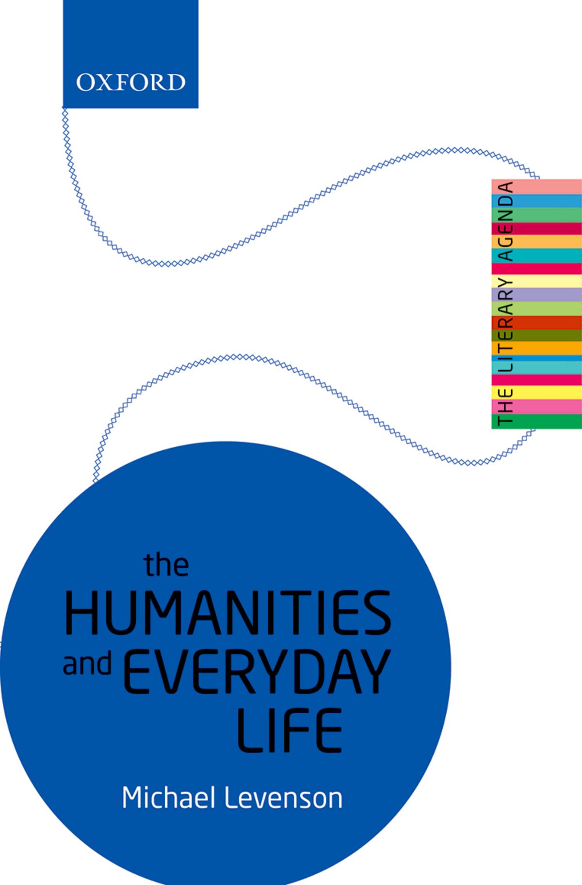 Book cover features a white background with a blue circle that includes the author and title in black and white text